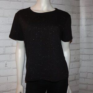 ✨ Basic Editions Glitter Tee – Black & Silver – Size M Subtle Sparkle · Soft